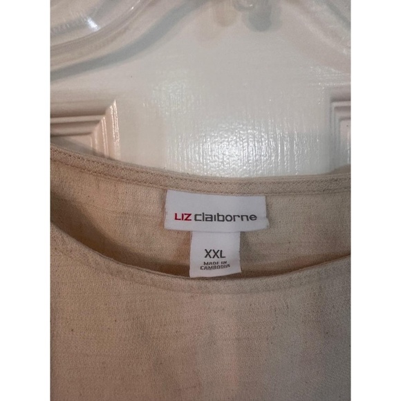 Liz Claiborne Top Womens Natural Beige Relaxed Fit Gathered Hem Minimalist XXL - Picture 4 of 7